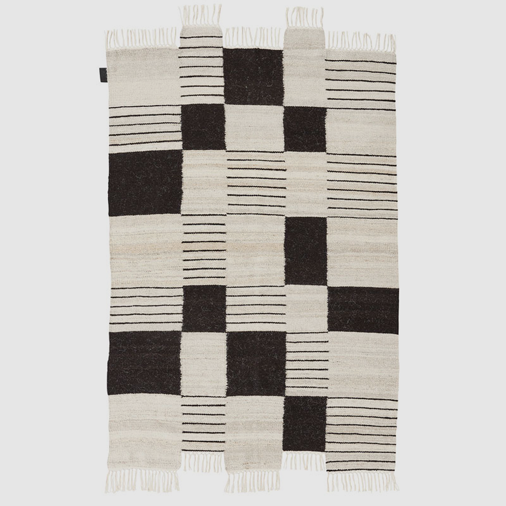 Palsta. White + Black - Hand Woven Rug