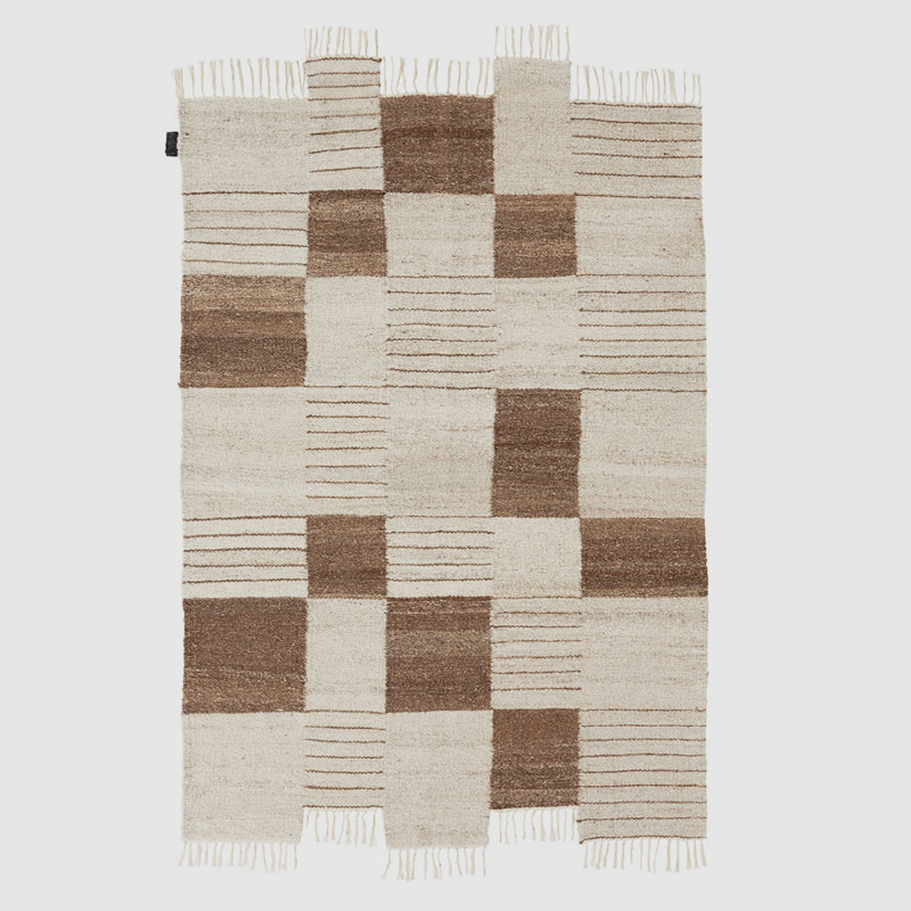 Palsta. White + Brown - Hand Woven Rug