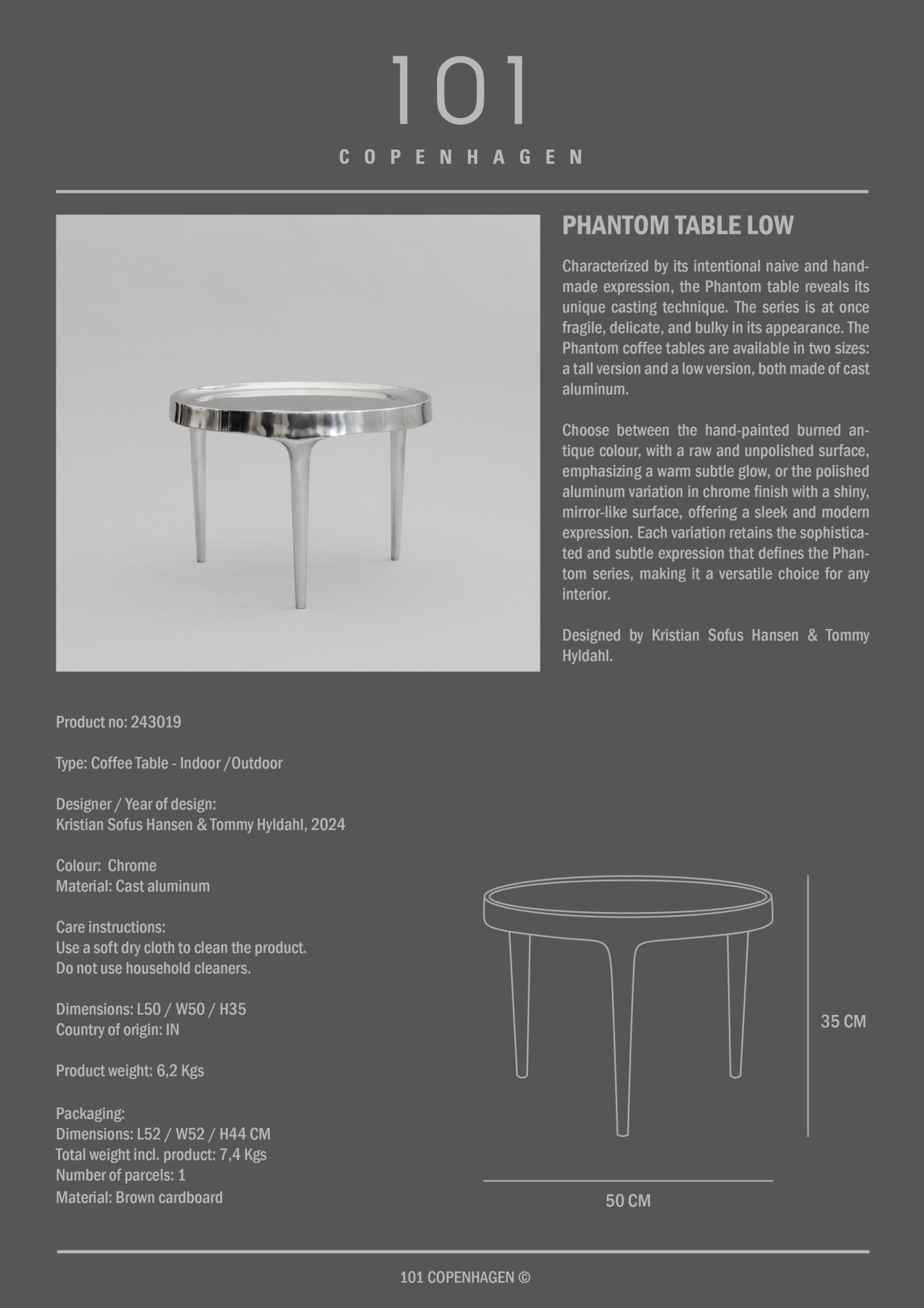 Phantom Table. Low - Chrome*