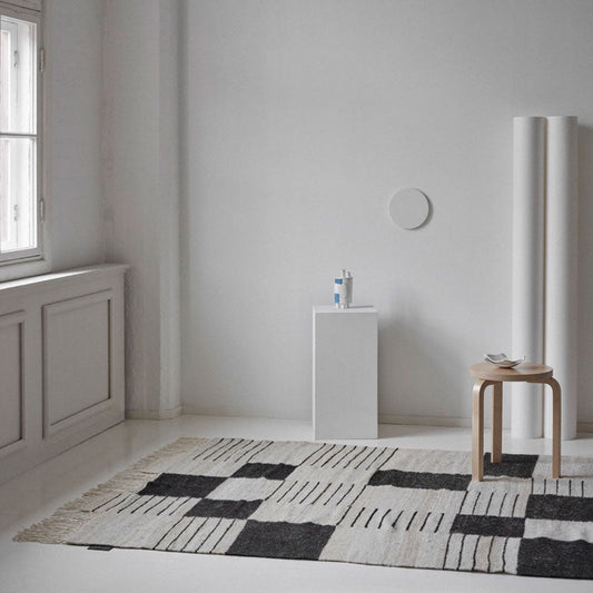 Palsta. White + Black - Hand Woven Rug